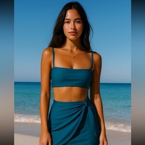 NWT Vita by Carvico (Amini) Adjustable Strap Swim Top Dark Teal Size M